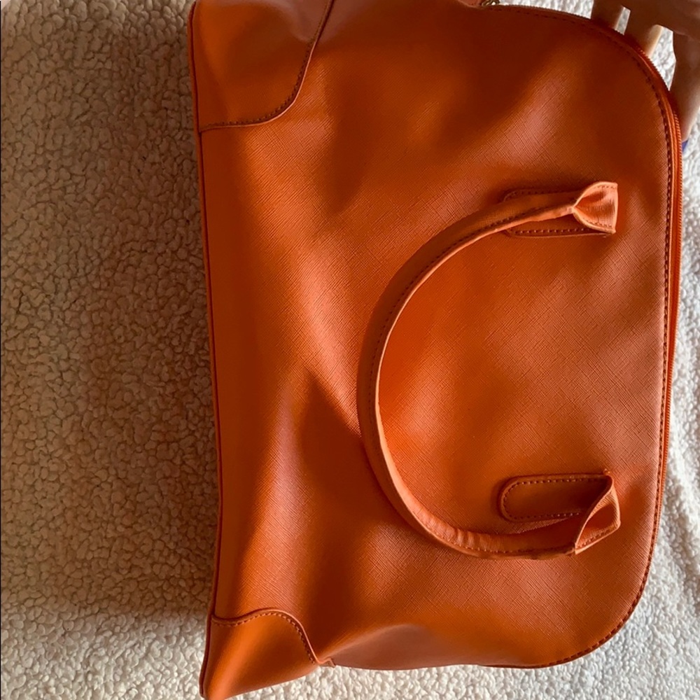 Kenneth Cole large dome satchel in vibrant orange color - Picture 8 of 10
